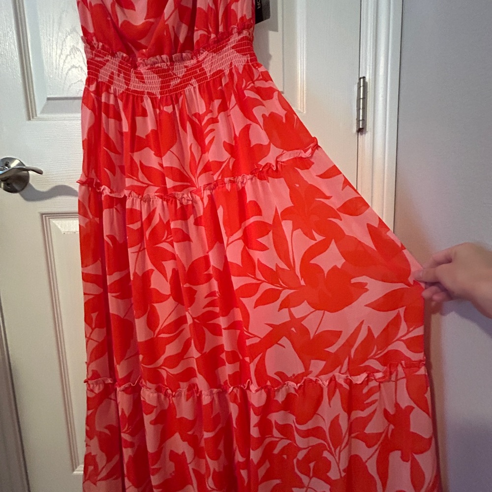Taylor Vibrant Red and Pink Dress